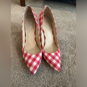 Red and white checkered heels